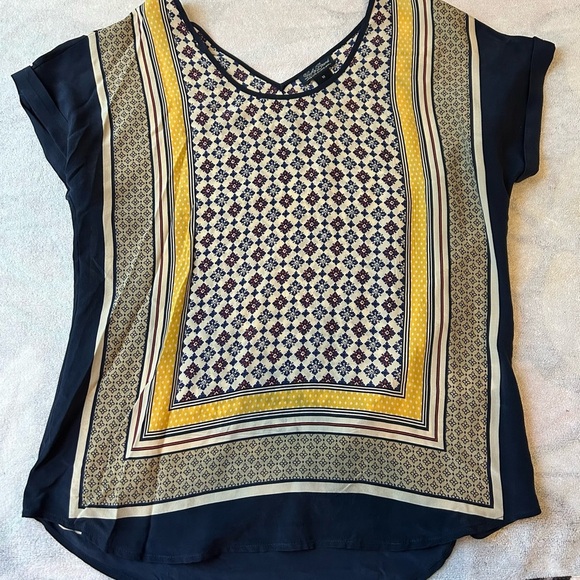 Lucky Brand Tops - Lucky Brand Navy and Yellow Geometric Blouse